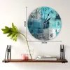 Wall Clocks Oil Painting Abstract Geometric Blue 3D Clock Modern Design Living Room Decoration Kitchen Art Watch Home Decor