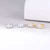 Hoop Earrings Tiny Square CZ Gold Color For Women 925 Sterling Silver Ear Hoops Female Pendiente Jewelry BijouxC-E2607