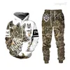 Tracksuits Animal 3D Tigre Impresso Homens Hoodies Calças Casuais Moletom Com Capuz Sweatpants 2 Pc Set 2023 Primavera Esporte Terno