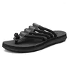 Slippers 2023 Fashion Sandals Summer Outdoor Soft Cord Men Flip Flops Non-slip Rubber Men's Beach Shoes Black