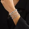 Ensemble de 4 bracelets en chaîne glacée pour femmes, couleur cristal or argent, chaîne de Tennis, bijoux tendance