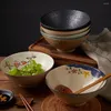 Ensembles de vaisselle Bol Ramen en céramique Soupe de type japonais Bols de riz aux nouilles instantanées Nouilles tirées à la main Étudiant thaïlandais Porcelaine Ménage