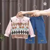 Kleidung Sets Kinder Mode Baby Mädchen Kausalen Pullover Früchte Weste Hemd Hosen Jeans Kinder Säuglings Prinzessin Kleidung Kleinkind Trainingsanzug R231106