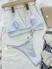女性用水着ビキニ2023セクシーな光沢のある白いプッシュアップ水着女性ビキニセット入浴スーツビーチバケーション女性リング装飾