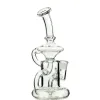 Klein Tornado Recycler Bong Стеклянные водяные бонги Dab Rigs 14 мм Женские нефтяные вышки Уникальные водопроводные трубы Стеклянная чаша Кварцевый фейерверк