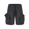 Shorts masculinos 3D Zipper Grande Bolso Macacão Mens Verão Ao Ar Livre Funcional Estilo Japonês Solto Calças de Cinco Pontos Desenho Calças de Cintura