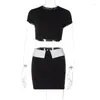 Work Dresses Black T-Shirt Crop Top And Skirt 2 Piece Set Y2K Streetwear Harajuku Fashion 2023 Summer Outfits For Women