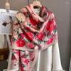 Sciarpe Sciarpa di fiori Donna Vintage Pittura a olio Scialle Stola Inverno caldo lungo fazzoletto finto cashmere Hijab 185/65 cm