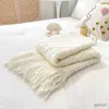 Mantas para envolver Bonenjoy, manta tejida de Color blanco, mantas de hilo decorativas para cama lisa nórdica con borlas, mantas de cama para invierno, mantas para sofá