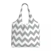 Sacs à provisions noir blanc Zigzag fourre-tout réutilisable bohème moderne géométrique toile épicerie sacs à main à bandoulière cadeaux