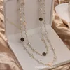 Necklaces Strands Strings Necklace Long Style Temperament Multi layered Fragrant Pearl Flower Sweater Chain Women's Korean Fashion Versatile Clothing Pendant