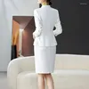 Two Piece Dress White Suit Woman Fashion Temperament Fan Professional Clothing High-end Beauty Reception Work Clothes