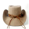 Boinas de couro natural de couro chapéu de cowboy homens homens chapéus para lady tassel inverno ocidental sombrero hatsberets pros22