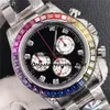 Oglądaj JHF Factory Luksus Ceramic Chronograph 116598 40 mm ETA7750 Automatyczne mechaniczne zegarki męskie 904L Sapphire Sapphire Wodoodporna tęczowa ręka na rękę Rainbow Randwatch-1