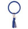 سوار جلدي سلسلة مفتاح pu wristr round key ring tassel arristbands Sports Keychain Bracelets Round Rings DA247