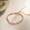 Collana orecchini set braccialetto pendente in cristallo romantico per le donne rosa signore perline in acciaio inossidabile