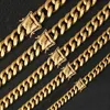Länk armband kedja rapper rock mode rostfritt stål 18k guld pläterad miami kubansk charm för mäns armelettlänk