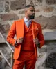 Męskie garnitury Blazers 3-warstwowe klasyczne pomarańczowe męskie biznesowe firmy spersonalizowane kurtki kamizelki ślubne Tuexdos Dance Casual Set 230406
