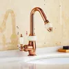 Bathroom Sink Faucets Basin Faucet European-style Rose Gold/gold-plated Jade Dish Kitchen And Cold Water Deck Mouned Mixer Single Hole