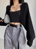 Tricots pour femmes Streetwear tricoté Cardigan court femmes style coréen pull à point ouvert à manches longues automne printemps dames pull chic