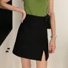 Skirts Women Split Elegant Office Ladies Spring Mujer Faldas Casual Aline Black Design Comfortable Ulzzang 230404