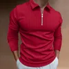 New Fashion Striped Design Uomo Donna T-shirt sportive Colletto con cerniera T-shirt da uomo Cotone di alta qualità T-shirt casual Polo a maniche lunghe Luxury Hip Hop Streetwear Polo M-3XL