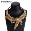 ZiccoWong Exaggerated Halloween Necklace Rhinestone Noble Crocodile Necklaces Choker Statement Jewelry Animal Collier Y200918269k