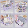 Double-layer Pencil Bag Large-capacity Case Simple Macaron Style Cosmetic Storage School Supplies Student Stationery