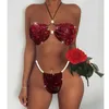 Kvinnors badkläder 2023 försäljning sommar sexig bikini set kvinnor halter diamant split baddräkt två stycken skjuter upp bandeau thong brasilianska biquini