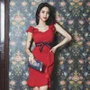 Vestidos casuais verão 2023 Moda coreana Temperamento Slim V Collar Hip Sexy Dress 1879