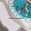 JC Factory Luxe keramische chronograaf 40 mm ETA7750 uurwerk Automatisch mechanisch herenhorloge Rubberen band 904L saffier Waterdicht regenbooghorloge Polshorloge