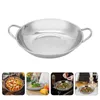 Pans Stainless Steel Pot Cookware Double Handle Food Wok Wear Resistant Fry Kitchen Vegetable Reusable Accessory