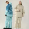 Andra sportartiklar 2023 Ny kvinnors skiddräkt Vinternowsuit Vattentät snowboarding Vindtäthet Keep Wart Printed Men's Ski Jacket and Pants Set HKD231106