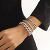 Ensemble de 4 bracelets en chaîne glacée pour femmes, couleur cristal or argent, chaîne de Tennis, bijoux tendance