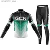 Cykeltröja sätter 2023 New Pro GCN Team Autumn Cycling Jersey Set Bib Pants Ropa Mountain Bike Jersey 9D Gel Cycling Pants Long Seve Suit Q231107