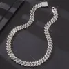 14 mm Miami Cuban Link Chain Naszyjnik Bracelet zestawów do męskiego Bling Hip Hop lodowane Diamentowe Złotne Srebrne Raper Łacze