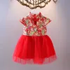 Vestidos de meninas Primavera Summer Summer crianças vestido de estilo chinês Crianças Cheongsam Princesa para Baby Tutu Clothing 230406