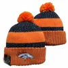 Men Knitted Cuffed Pom Denvers Beanies DEN Bobble Hats Sport Knit Hat Striped Sideline Wool Warm BasEball Beanies Cap For Women A13