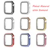 Boîtier de montres en diamant pour Apple Watch Couvre 38 mm 42 mm 40 mm 44 mm Couvercle de protection d'écran en verre trempé Série iWatch 5 4 3 2 Étuis de protection avec emballages de couleurs de vente au détail