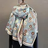 Foulards Fleur Écharpe Femmes Fille Hiver Chaud Mode Châle Étole Faux Cachemire Foulard Bandana 185 65 cm