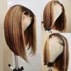 Brasilianisches Echthaar Remy 4X4 Lace Closure Bob Wig P4/27 Straight 10-16inch Yirubeauty 150% 180% 210% Dichte Klavierfarbe