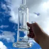 Bong en verre scientifique narguilé épais dab rig 14 pouces fonction durable en ligne et pomme de douche conduite d'eau pour fumer avec bol mâle de 14 mm