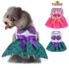 Hundkläder Funny Cartoon Princess Dress and Hat Set Halloween Pet Cosplay Costume Puppy Clothes Outfits For Small Medium Dogs Dog