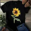 Heren T-shirts Maycaur Dames T-shirt Casual Zonnebloempatroon Print T-shirt Comfortabele kleding Top Lente en zomer