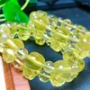 Bangle Natural Citrine Pixiu Beads Armband Handgjorda kristallsmycken Stretch Children Birthday Fengshui Gift 12x18mm