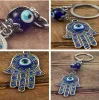 Keychains Lanyards L Evil Eye Sier Hamsa Keychain Hand Fatima Protection Charm Key Holder Good Luck Amet Drop Delivery Am9Fm