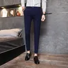 Mäns kostymer 2023 Mens Formal Suit Pants High Quality Solid Business Fashion Casual Slim Fit Ankle Trouser Clothing Dress H100