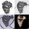 Party Masks Fashion Cosplay Halloween Mask Black Sier Rhinestone Phantom Metal Filigree Venetian Gold Red Half Face Drop Delivery Ho Dhg1B