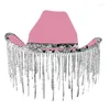 Berets Rhinestons Hat Bowboy Hat for Girls Glitter equins Fringe Cowgirl Party Party Compance Compans Dropship Dropship