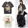 T-shirt T-shirt vintage da uomo a maniche corte con stampa graffiti High Street Plus T-shirt da uomo 23FW